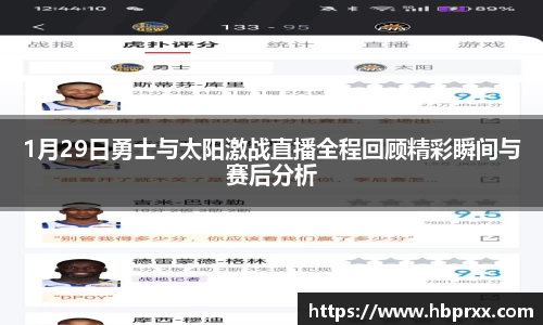 1月29日勇士与太阳激战直播全程回顾精彩瞬间与赛后分析